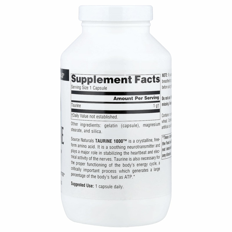 Source Naturals, Taurine 1000™, таурин, 1000 мг, 240 капсул