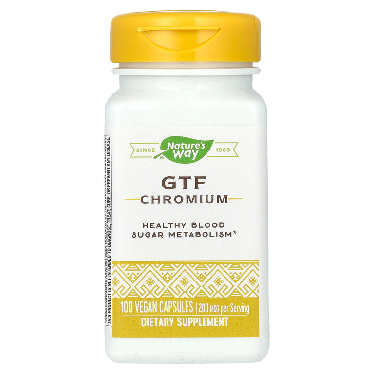 Nature's Way, хром (GTF), 200 мкг, 100 веганских капсул