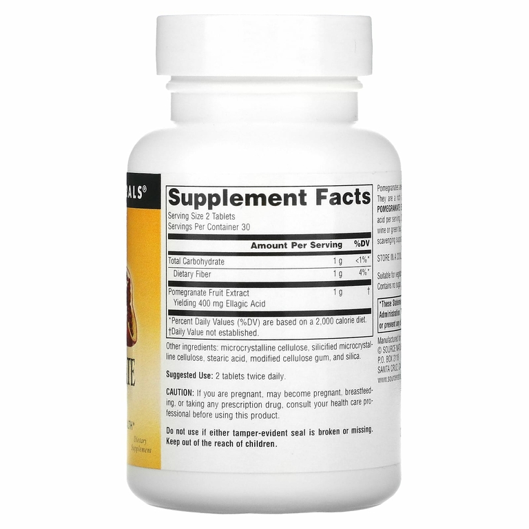 Source Naturals, экстракт граната, 500 мг, 60 таблеток (250 мг в 1 таблетке)