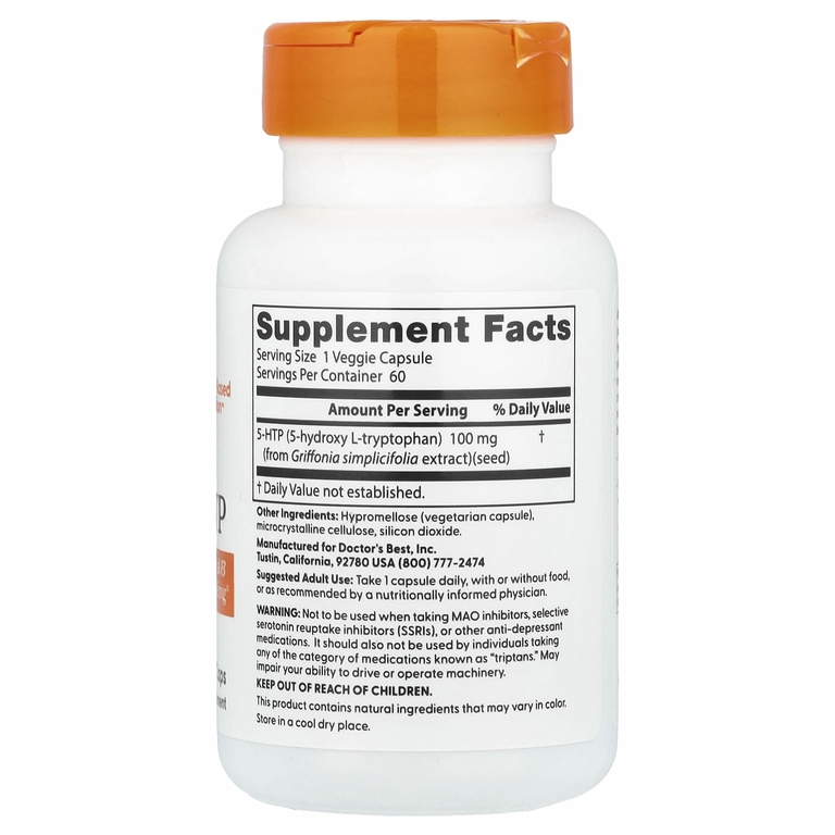 Doctor's Best, 5-HTP, 100 мг, 60 растительных капсул