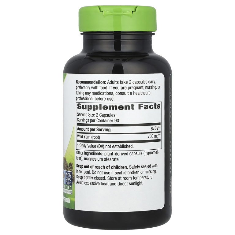 Nature's Way, корень дикого ямса, 700 мг, 180 веганских капсул (350 мг в 1 капсуле)