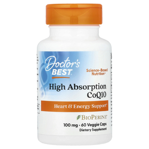 Doctor's Best, коэнзим Q10 с высокой степенью всасывания, с BioPerine, 100 мг, 60 вегетарианских капсул
