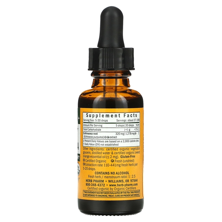 Herb Pharm, эхинацея для детей, без спирта, со вкусом апельсина, 30 мл (1 жидк. унция)