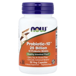 NOW Foods, смесь пробиотиков, 25 млрд, 50 растительных капсул
