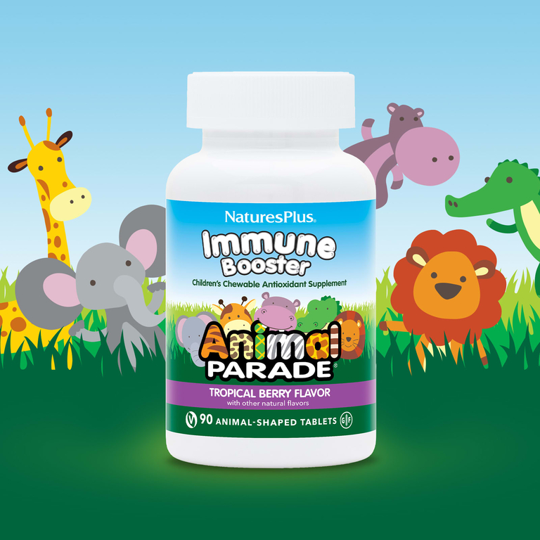 NaturesPlus, Source of Life, Animal Parade, добавка для укрепления детского иммунитета, вкус натуральных тропических ягод, 90 животных