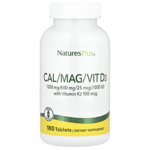 NaturesPlus, комплекс с кальцием, магнием, витаминами D3 и К2, 180 таблеток
