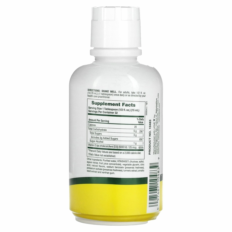 NaturesPlus, Liquid Sunshine, витамин D3, тропические цитрусы, 125 мкг (5000 МЕ), 473,18 мл (16 жидк. унц.)