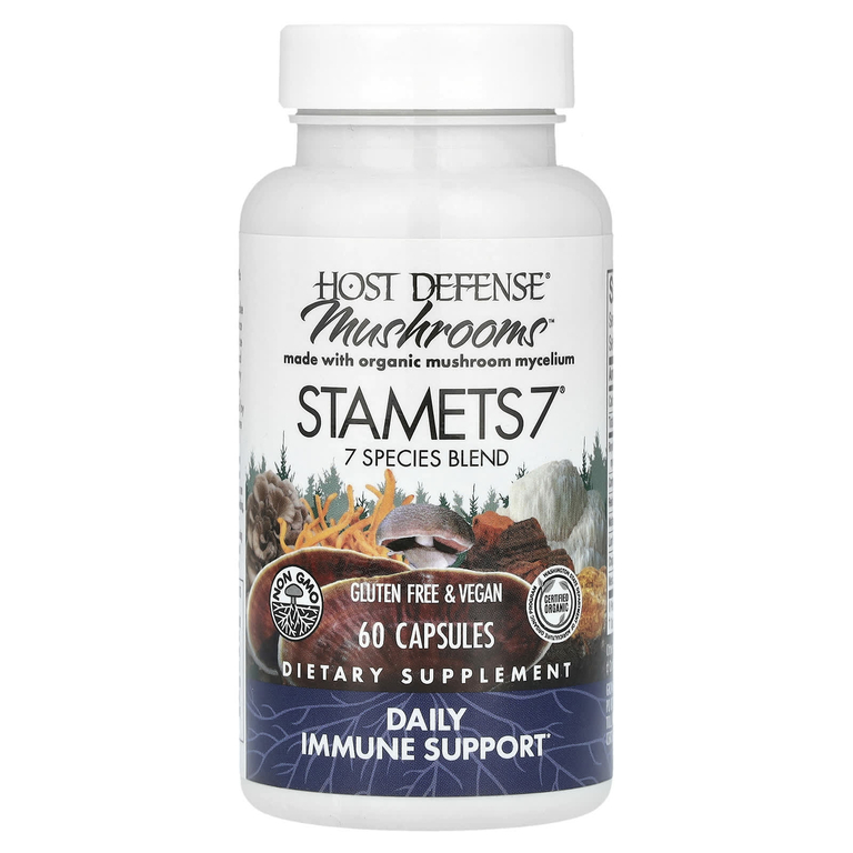 Host Defense, Stamets 7, ежедневная поддержка иммунитета, 60 вегетарианских капсул