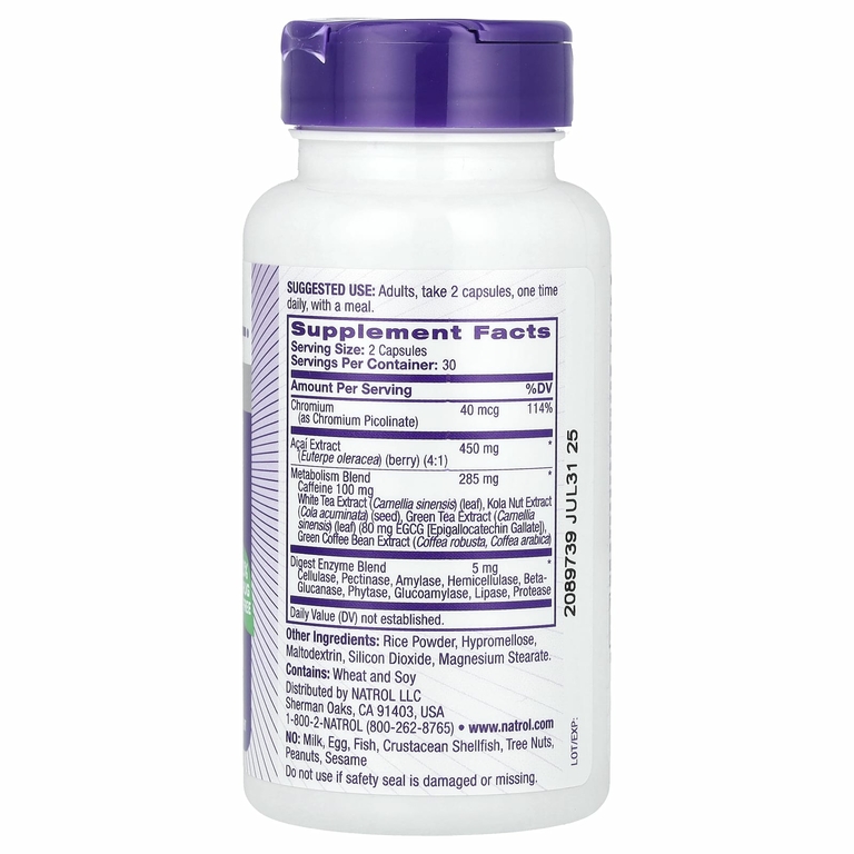 Natrol, Acai Berry Diet, для коррекции веса, 60 вегетарианских капсул