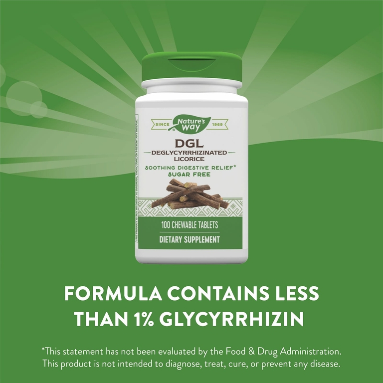 Nature's Way, DGL, глицирризинат солодки, 100 жевательных таблеток