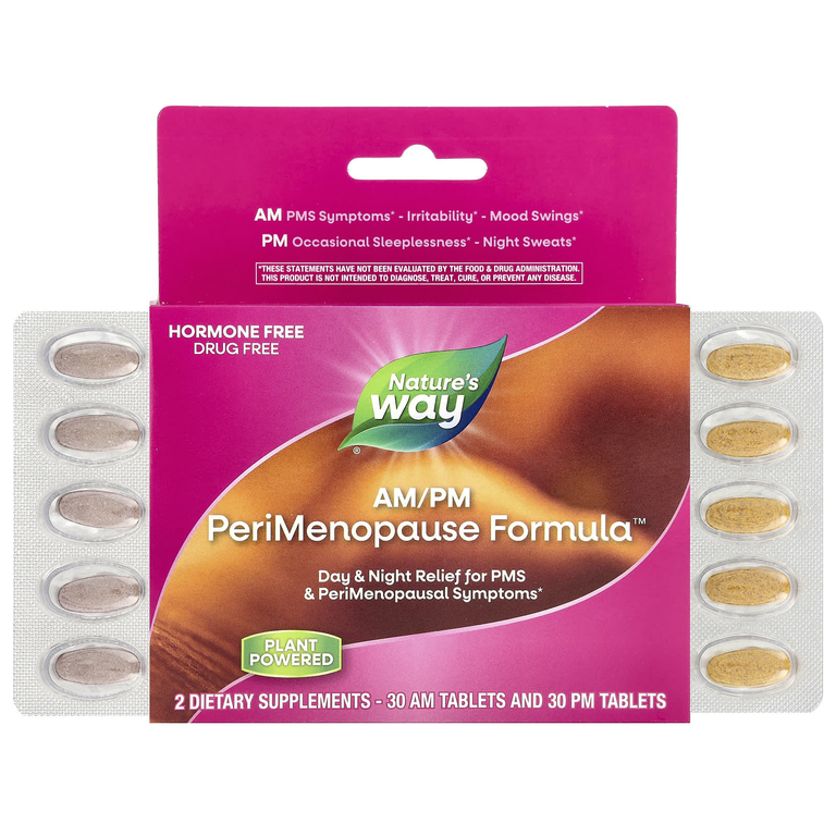 Nature's Way, PeriMenopause Formula, препарат в период пременопаузы, для использования утром и вечером, 60 таблеток