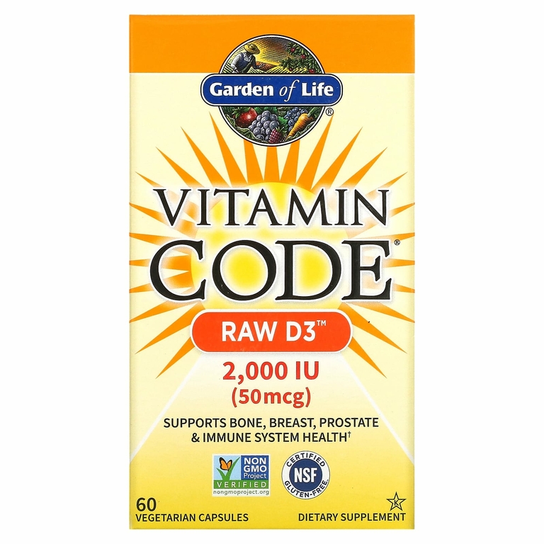 Garden of Life, Vitamin Code, RAW D3, 50 мкг (2000 МЕ), 60 вегетарианских капсул