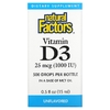 Natural Factors, Витамин D3 в каплях, без ароматизаторов, 25 мкг (1000 МЕ), 15 мл (0,5 жидкой унции)