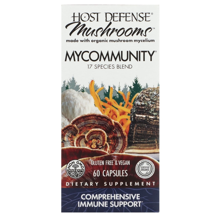 Fungi Perfecti, MyCommunity, мультикомплекс из 17 видов грибов, 60 вегетарианских капсул