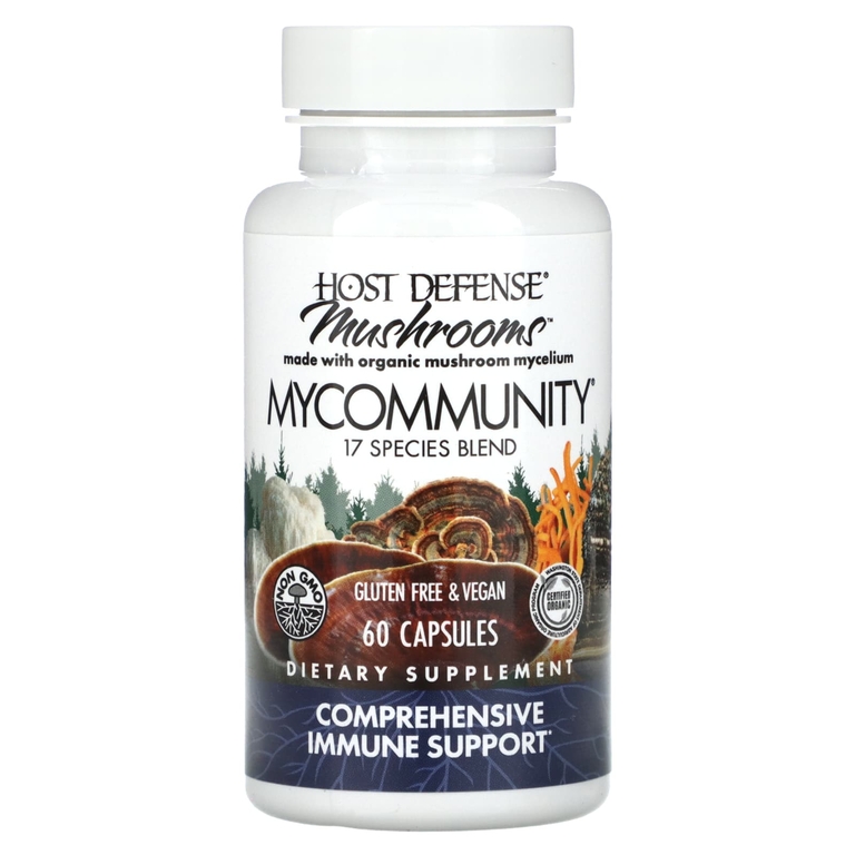Fungi Perfecti, MyCommunity, мультикомплекс из 17 видов грибов, 60 вегетарианских капсул