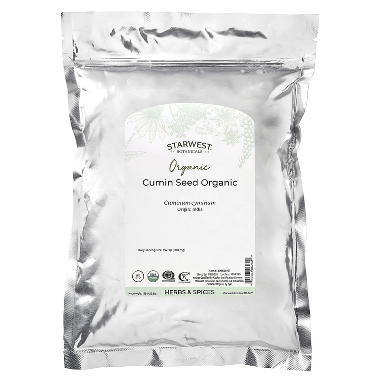 Starwest Botanicals, Органические цельные семена тмина, 1 фунт