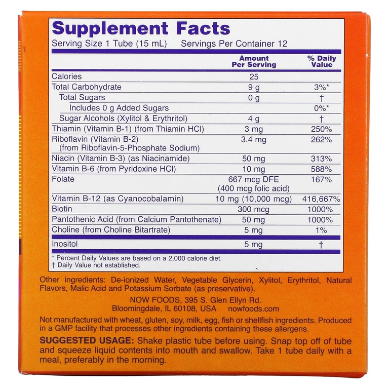 NOW Foods, Shots, витамин B12, ягодное ассорти, 10 000 мкг, 12 порций по 15 мл (0,5 жидк. унции)