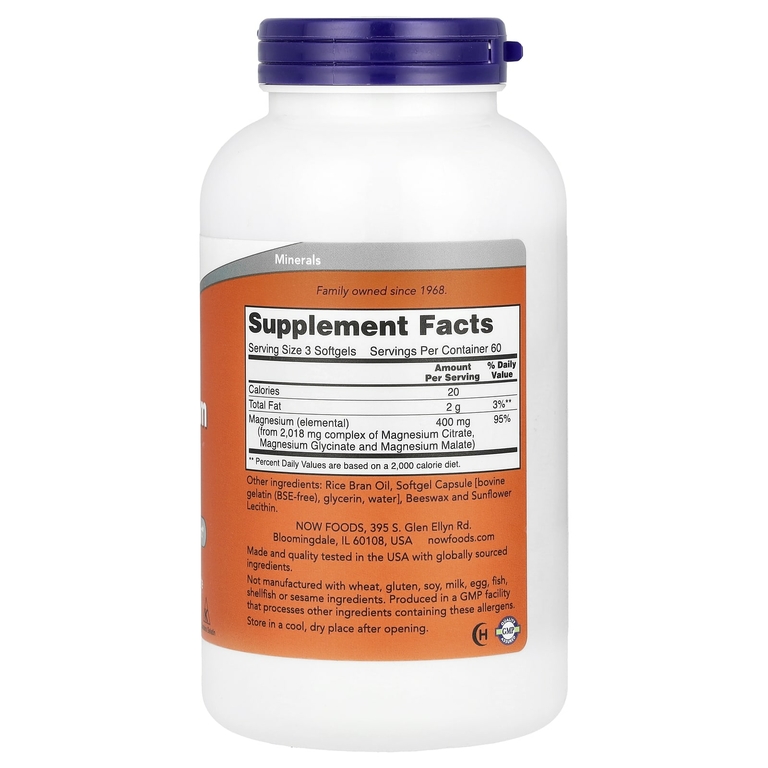NOW Foods, цитрат магния, 180 капсул