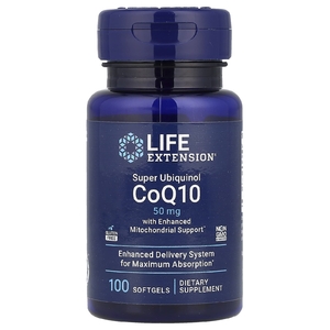 Life Extension, убихинол с улучшенной поддержкой митохондрий, 50 мг, 100 желатиновых капсул