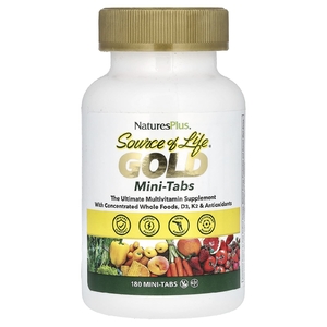 NaturesPlus, Source of Life, Gold, мини-таблетки, мощная мультивитаминная добавка, 180 таблеток