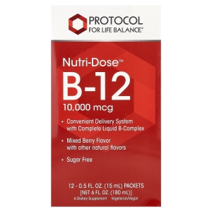 Protocol for Life Balance, витамин B12, ягодное ассорти, 12 пакетиков по 15 мл (0,5 жидк. унции)