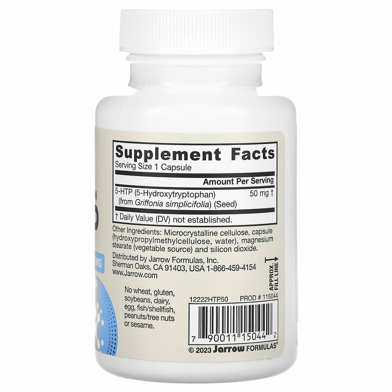 Jarrow Formulas, 5-гидрокситриптофан, 50 мг, 90 вегетарианских капсул