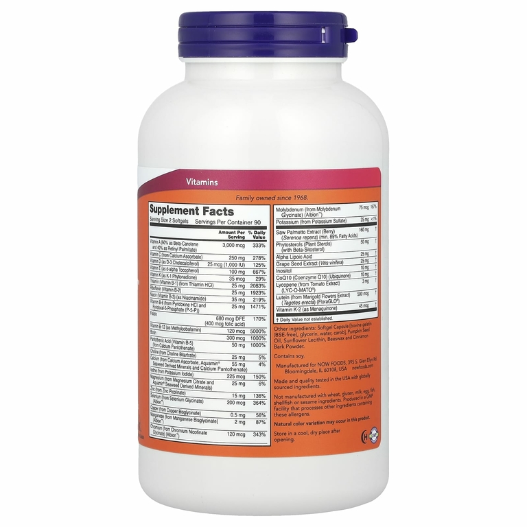 NOW Foods, ADAM™, превосходные мультивитамины для мужчин, 180 капсул