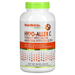NutriBiotic, Immunity, Hypo-Aller C, витамин C с кальцием, магнием, калием и цинком, кристаллический порошок, 454 г (16 унций)