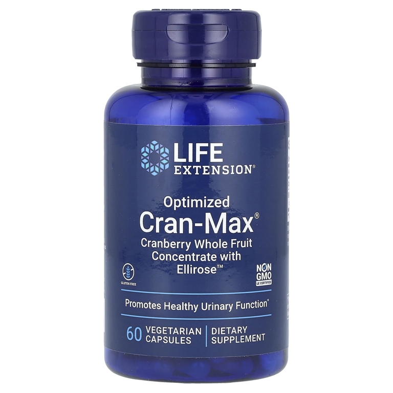 Life Extension, Optimized Cran-Max, концентрат из цельных ягод клюквы с Ellirose, 60 вегетарианских капсул