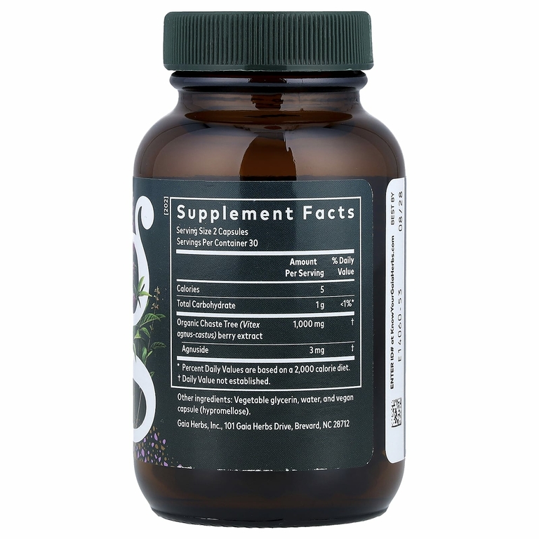 Gaia Herbs, ягоды витекса для женщин, 60 капсул Liquid Phyto-Caps®
