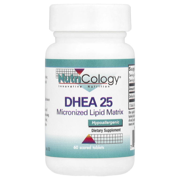 Nutricology, DHEA 25, 60 делимых таблеток