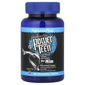 NaturesPlus, Source of Life, Power Teen® for Him, без сахара, лесные ягоды, 60 жевательных таблеток