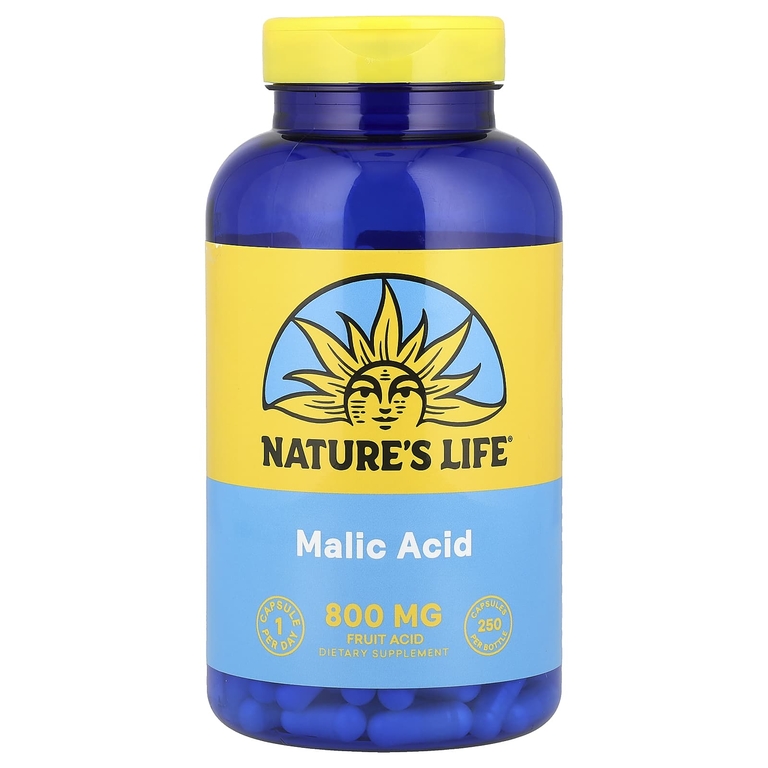 Nature's Life, Яблочная кислота, 800 мг, 250 растительных капсул