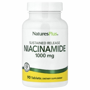 NaturesPlus, никотинамид, длительное высвобождение, 1000 мг, 90 таблеток