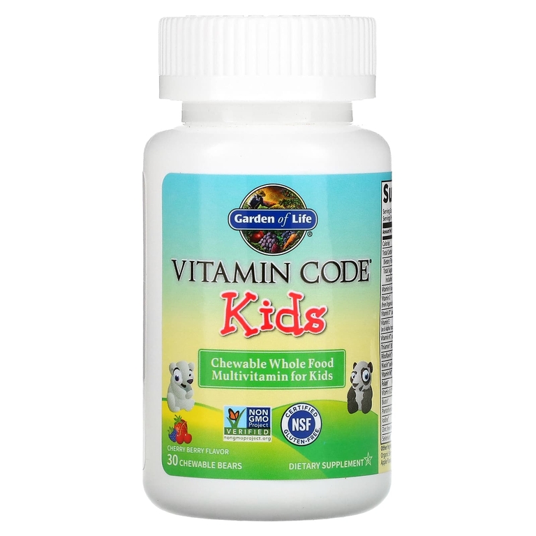 Garden of Life, Vitamin Code, для детей, жевательные цельнопищевые мультивитамины, вишня, 30 жевательных мишек