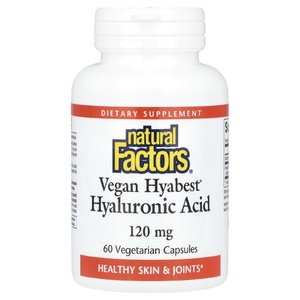 Natural Factors, Vegan Hyabest, гиалуроновая кислота, 120 мг, 60 вегетарианских капсул