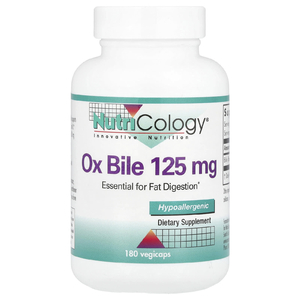Nutricology, бычья желчь, 125 мг, 180 растительных капсул