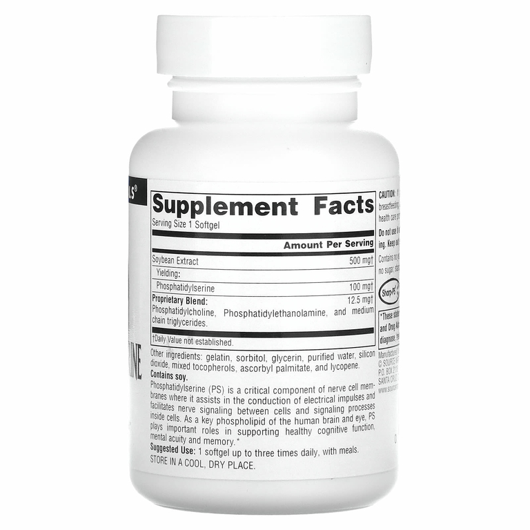 Source Naturals, комплекс с фосфатидилсерином, 500 мг, 60 капсул