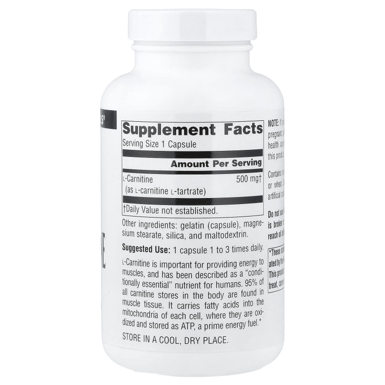 Source Naturals, L-карнитин, 500 мг, 120 капсул