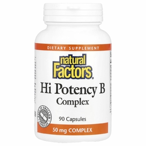 Natural Factors, высокоэффективный комплекс витаминов группы B, 90 капсул