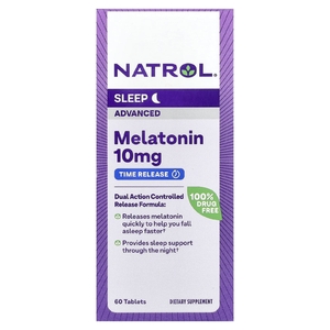 Natrol, Sleep Advanced, мелатонин, замедленное высвобождение, 10 мг, 60 таблеток