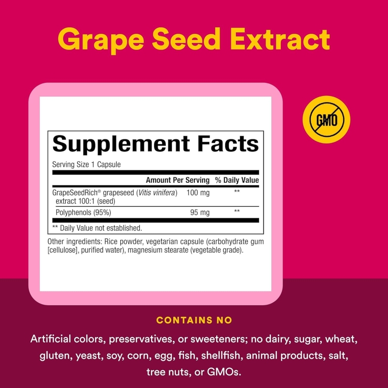 Natural Factors, экстракт виноградных косточек GrapeSeedRich®, 100 мг, 90 вегетарианских капсул
