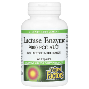 Natural Factors, фермент лактаза, 9000 FCC ALU, 60 капсул