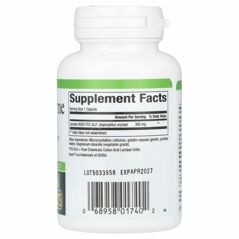 Natural Factors, фермент лактаза, 9000 FCC ALU, 60 капсул