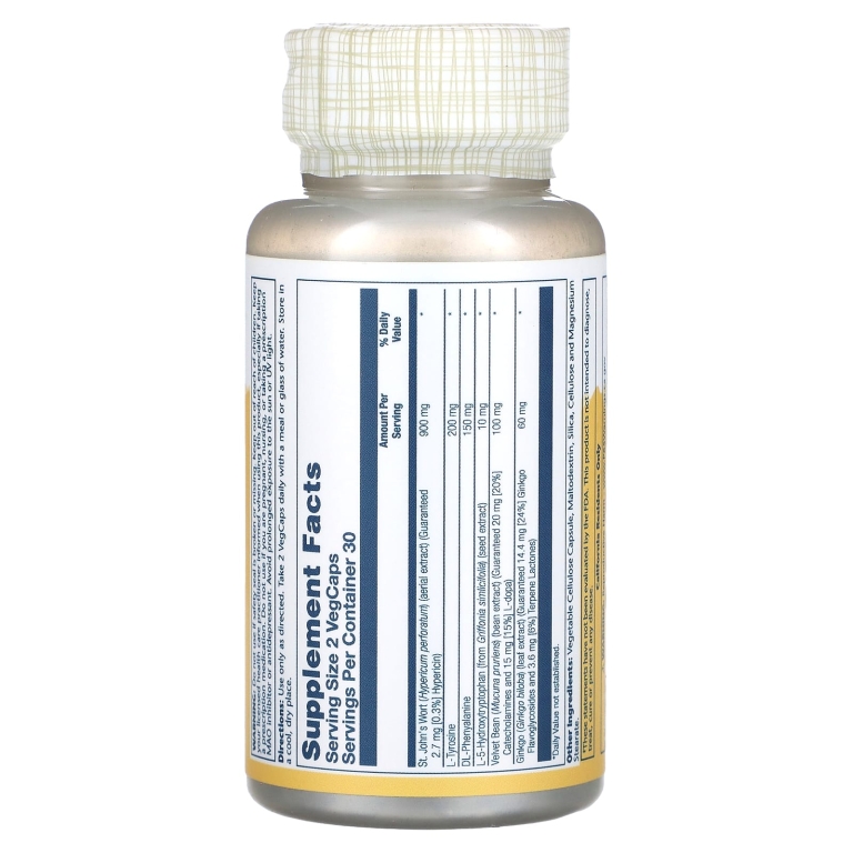 Solaray, St. John's Wort, средство для поддержания хорошего настроения, 60 растительных капсул