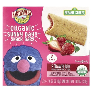 Earth's Best, Organic Sunny Days Snack Bars®, для детей от 2 лет, со вкусом клубники, 7 батончиков, по 19 г (0,67 унции)