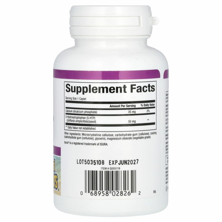 Natural Factors, 5-гидрокситриптофан, 50 мг, 60 капсул с замедленным высвобождением