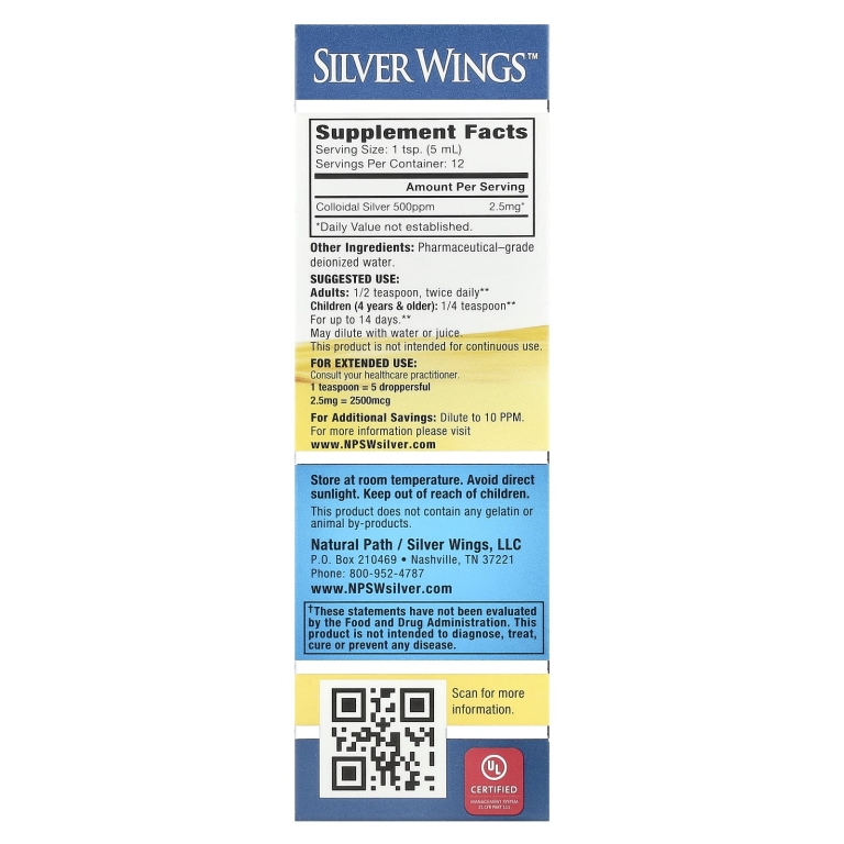 Natural Path Silver Wings, коллоидное серебро, 60 мл (2 жидк. унции)