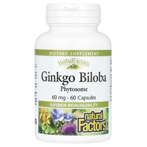 Natural Factors, гинкго билоба, фитосома, 60 мг, 60 капсул