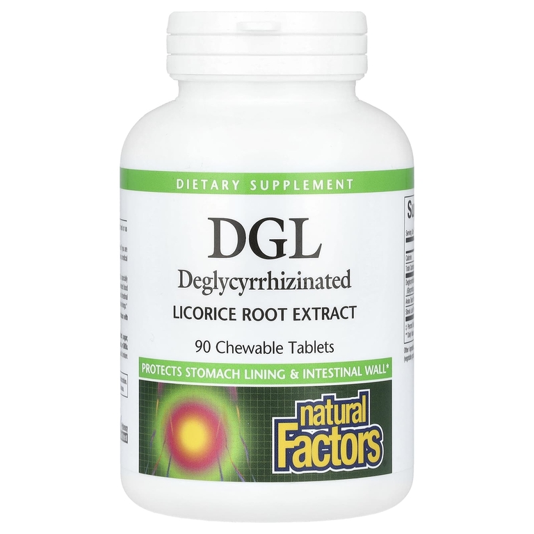 Natural Factors, DGL, глицирризинат экстракта из корня солодки, 90 жевательных таблеток
